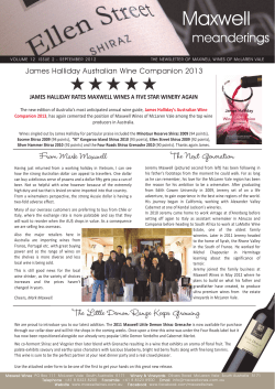 Maxwell Meanderings Newsletter September 2012