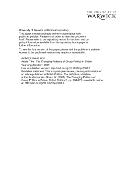 THE CHANGING PATHOLOGIES OF GROUP POLITICS IN BRITAIN