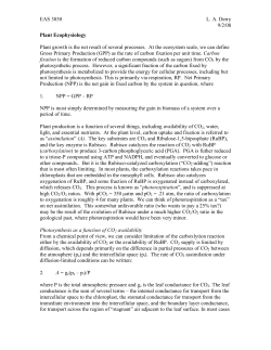 9/4 Plant Ecophysiology