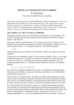 PHYSICAL CONSTRAINTS OF NUMBERS