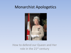 Monarchist Apologetics - Monarchist League New Brunswick Branch
