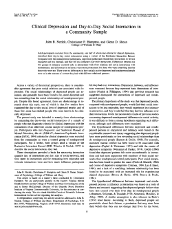 Clinical Depression and Day-to-Day Social