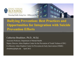 State/Tribal Breakout: Bullying and Suicide Prevention