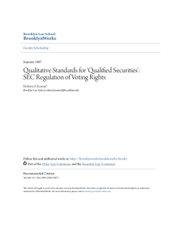 Qualitative Standards for `Qualified Securities`: SEC