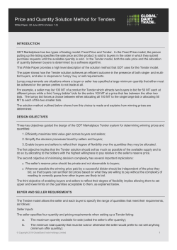 Price and Quantity Solution Method for Tenders