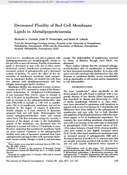 Decreased Fluidity of Red Cell Membrane Lipids in