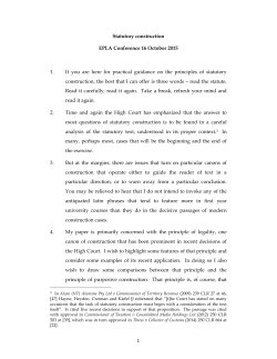 Statutory Construction - Environment and Planning Law Association
