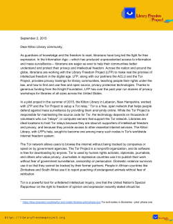 in this letter to the library community