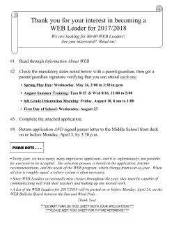 WEB Leader Information, Application, and Parent Approval Form