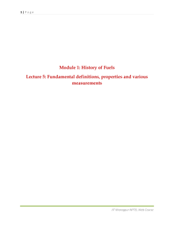 Module 1: History of Fuels Lecture 5: Fundamental definitions