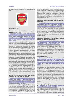 European Court of Justice, 12 November 2002, Arsenal - IP