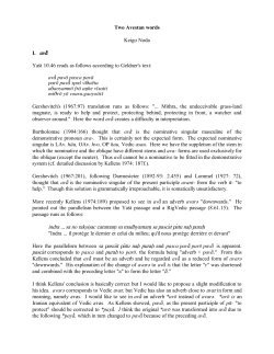 Two Avestan words Keigo Noda I. Ya  t 10.46 reads as follows