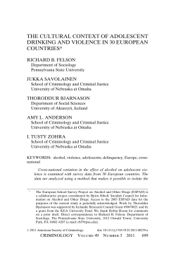 THE CULTURAL CONTEXT OF ADOLESCENT DRINKING AND