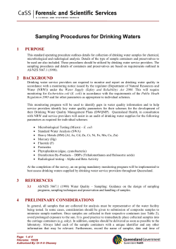 Sampling procedures for drinking waters
