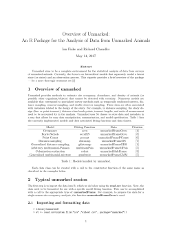 Overview of Unmarked: An R Package for the Analysis of Data from