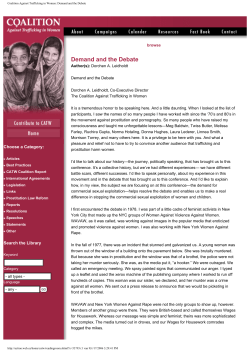 Coalition Against Trafficking in Women: Demand and the Debate