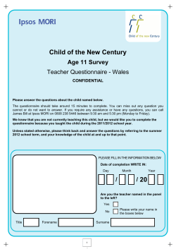 Millennium Cohort Study Fifth Sweep (MCS5): Teacher Survey