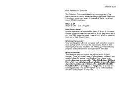 October 2016 Dear Parents and Students The College`s Enrichment