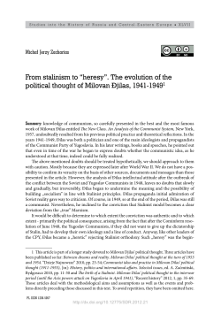 From stalinism to “heresy”. The evolution of the political thought of