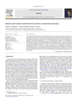 Martian post-impact hydrothermal systems incorporating freezing