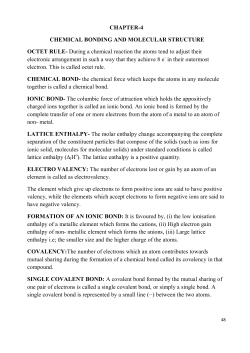 CHAPTER-4 CHEMICAL BONDING AND MOLECULAR