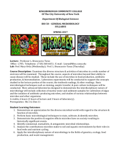 Bio 50 General Microbiology - Kingsborough Community College