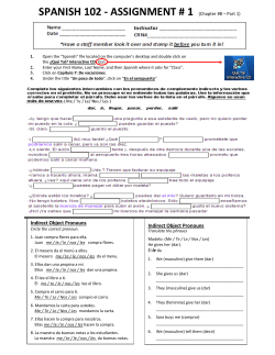 SPANISH 102 - ASSIGNMENT # 1