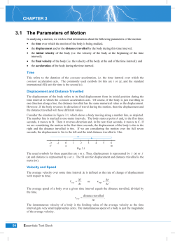 3.1 The Parameters of Motion 3.2 Mo