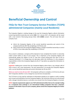 Beneficial Ownership and Control - the Jersey Financial Services