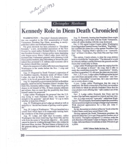 Kennedy Role in Diem Death Chronicled