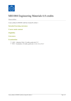 KTH | MH1004 Engineering Materials 6.0 credits