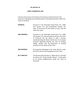 BY-LAW NO. 42 STREET VENDORS BY-LAW