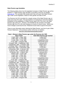 Handout 2 1 State Pension age timetables The following tables