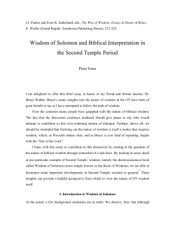 Wisdom of Solomon and Biblical Interpretation in the