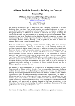 Alliance Portfolio Diversity: Defining the Concept