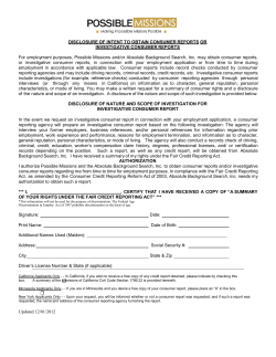 DISCLOSURE OF INTENT TO OBTAIN CONSUMER REPORTS OR
