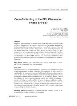 Code-Switching in the EFL Classroom: Friend or Foe?