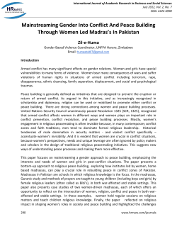 Mainstreaming Gender Into Conflict And Peace Building Through