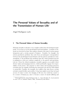 The Personal Values of Sexuality and of the