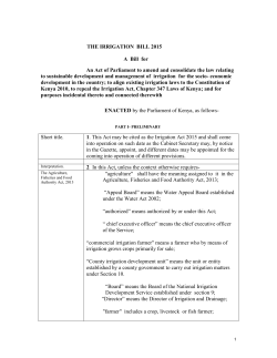 National Irrigation Bill-Draft - Ministry of Agriculture Livestock