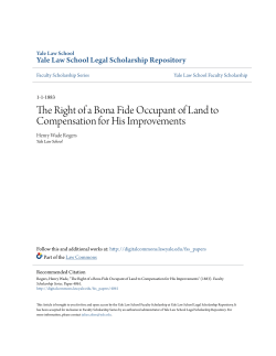 The Right of a Bona Fide Occupant of Land to Compensation for His