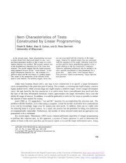 Item Characteristics of Tests Constructed by Linear Programming
