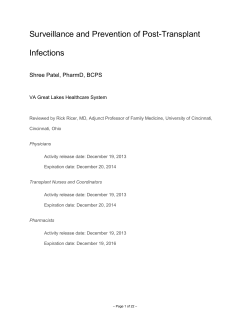 Surveillance and Prevention of Post