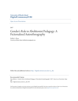 Gender`s Role in Abolitionist Pedagogy: A Fictionalized