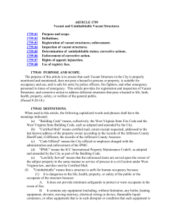 ARTICLE 1759 Vacant and Uninhabitable Vacant Structures