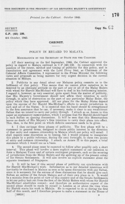 Printed for the Cabinet. October 1945. SECRET. Copy No. 6 C P