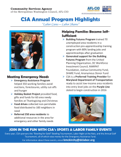 CSA Annual Program Highlights &ldquo;Labor Cares &ndash; Labor Shares&rdquo;