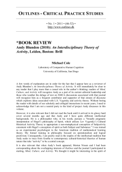 BOOK REVIEW Andy Blunden (2010): An Interdisciplinary Theory of