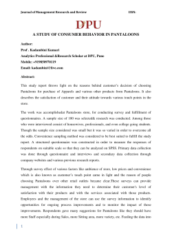 a study of consumer behavior in pantaloons