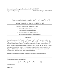 Parametric solutions to equation ( ) where `n` stands for degree 2,3,4